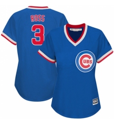 Women's Majestic Chicago Cubs #3 David Ross Replica Royal Blue Cooperstown MLB Jersey