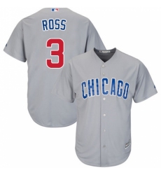 Youth Majestic Chicago Cubs #3 David Ross Replica Grey Road Cool Base MLB Jersey