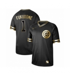 Men's Chicago Cubs #1 Kosuke Fukudome Authentic Black Gold Fashion Baseball Jersey