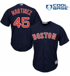 Men's Majestic Boston Red Sox #45 Pedro Martinez Replica Navy Blue Alternate Road Cool Base MLB Jersey