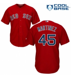 Men's Majestic Boston Red Sox #45 Pedro Martinez Replica Red Alternate Home Cool Base MLB Jersey