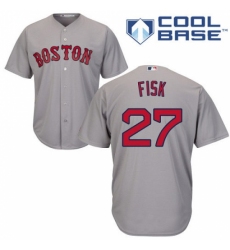 Men's Majestic Boston Red Sox #27 Carlton Fisk Replica Grey Road Cool Base MLB Jersey Men's Majestic Boston Red Sox #27 Carlton Fisk Replica Grey Road Cool Base MLB Jersey