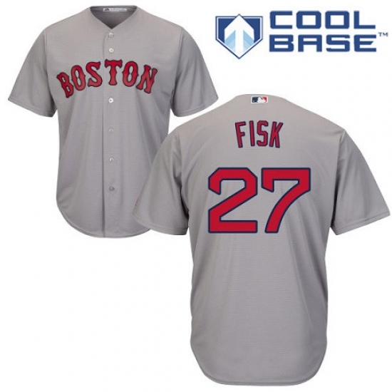Men's Majestic Boston Red Sox #27 Carlton Fisk Replica Grey Road Cool Base MLB Jersey Men's Majestic Boston Red Sox #27 Carlton Fisk Replica Grey Road Cool Base MLB Jersey