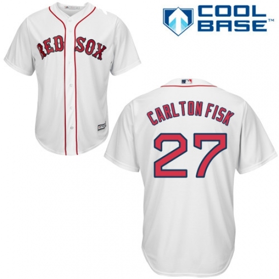 Men's Majestic Boston Red Sox #27 Carlton Fisk Replica White Home Cool Base MLB Jersey Men's Majestic Boston Red Sox #27 Carlton Fisk Replica White Home Cool Base MLB Jersey