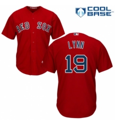 Men's Majestic Boston Red Sox #19 Fred Lynn Replica Red Alternate Home Cool Base MLB Jersey