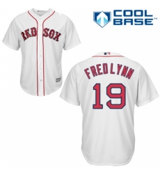 Men's Majestic Boston Red Sox #19 Fred Lynn Replica White Home Cool Base MLB Jersey