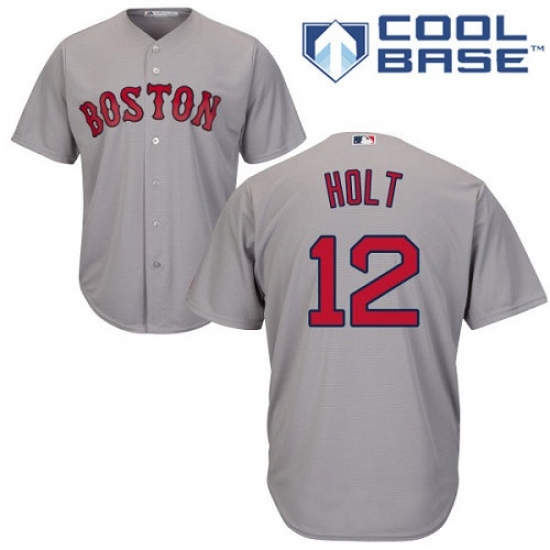 Men's Majestic Boston Red Sox #12 Brock Holt Replica Grey Road Cool Base MLB Jersey Men's Majestic Boston Red Sox #12 Brock Holt Replica Grey Road Cool Base MLB Jersey