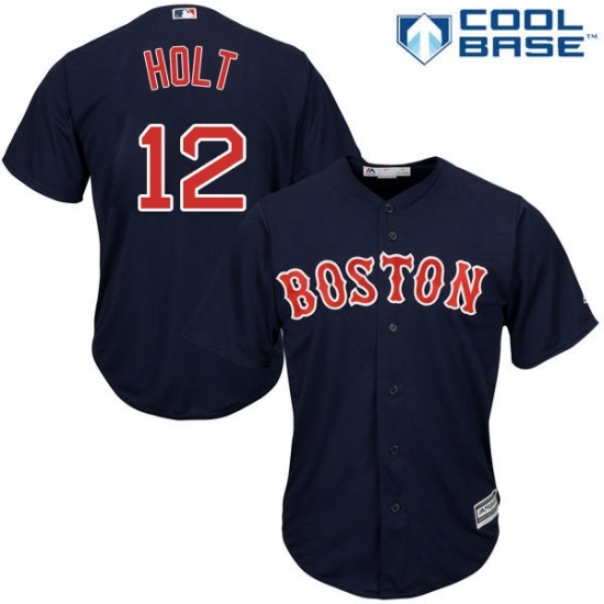 Men's Majestic Boston Red Sox #12 Brock Holt Replica Navy Blue Alternate Road Cool Base MLB Jersey Men's Majestic Boston Red Sox #12 Brock Holt Replica Navy Blue Alternate Road Cool Base MLB Jersey