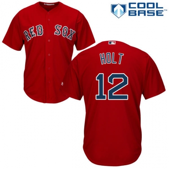 Men's Majestic Boston Red Sox #12 Brock Holt Replica Red Alternate Home Cool Base MLB Jersey Men's Majestic Boston Red Sox #12 Brock Holt Replica Red Alternate Home Cool Base MLB Jersey