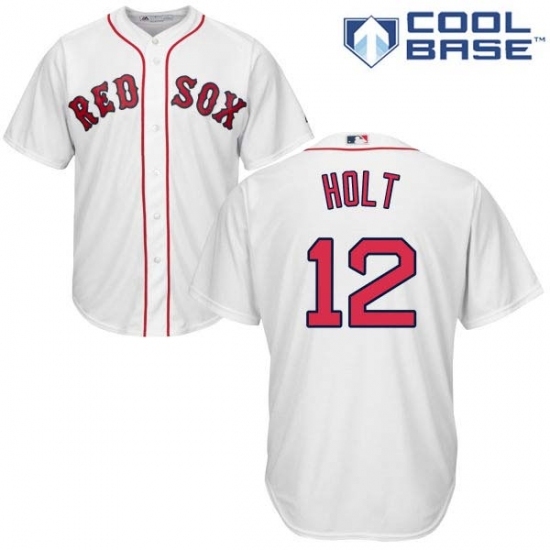 Men's Majestic Boston Red Sox #12 Brock Holt Replica White Home Cool Base MLB Jersey Men's Majestic Boston Red Sox #12 Brock Holt Replica White Home Cool Base MLB Jersey