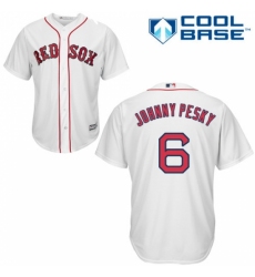 Men's Majestic Boston Red Sox #6 Johnny Pesky Replica White Home Cool Base MLB Jersey