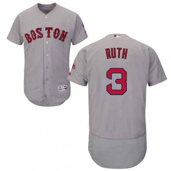 Men's Majestic Boston Red Sox #3 Babe Ruth Grey Flexbase Authentic Collection MLB Jersey Men's Majestic Boston Red Sox #3 Babe Ruth Grey Flexbase Authentic Collection MLB Jersey