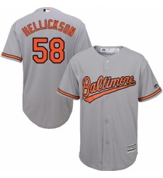 Men's Majestic Baltimore Orioles #58 Jeremy Hellickson Replica Grey Road Cool Base MLB Jersey