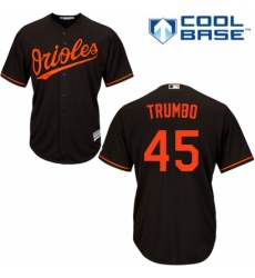 Men's Majestic Baltimore Orioles #45 Mark Trumbo Replica Black Alternate Cool Base MLB Jersey