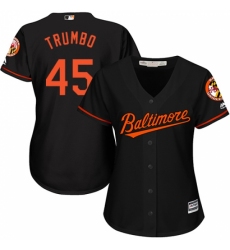 Women's Majestic Baltimore Orioles #45 Mark Trumbo Replica Black Alternate Cool Base MLB Jersey
