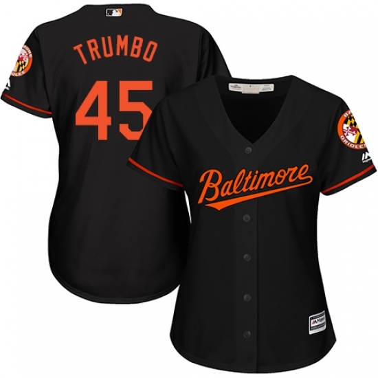 Women's Majestic Baltimore Orioles #45 Mark Trumbo Replica Black Alternate Cool Base MLB Jersey Women's Majestic Baltimore Orioles #45 Mark Trumbo Replica Black Alternate Cool Base MLB Jersey