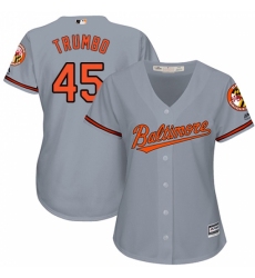 Women's Majestic Baltimore Orioles #45 Mark Trumbo Replica Grey Road Cool Base MLB Jersey Women's Majestic Baltimore Orioles #45 Mark Trumbo Replica Grey Road Cool Base MLB Jersey