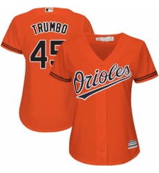 Women's Majestic Baltimore Orioles #45 Mark Trumbo Replica Orange Alternate Cool Base MLB Jersey