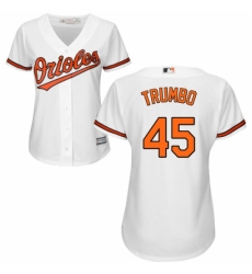 Women's Majestic Baltimore Orioles #45 Mark Trumbo Replica White Home Cool Base MLB Jersey