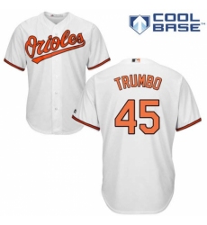 Youth Majestic Baltimore Orioles #45 Mark Trumbo Replica White Home Cool Base MLB Jersey