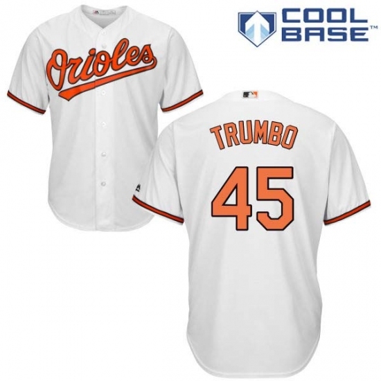 Youth Majestic Baltimore Orioles #45 Mark Trumbo Replica White Home Cool Base MLB Jersey Youth Majestic Baltimore Orioles #45 Mark Trumbo Replica White Home Cool Base MLB Jersey
