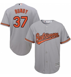 Men's Majestic Baltimore Orioles #37 Dylan Bundy Replica Grey Road Cool Base MLB Jersey