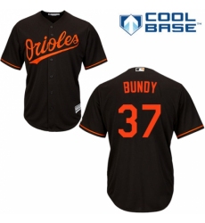 Youth Majestic Baltimore Orioles #37 Dylan Bundy Replica Black Alternate Cool Base MLB Jersey