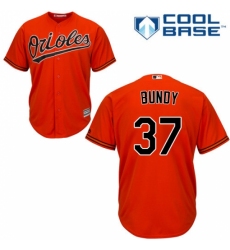 Youth Majestic Baltimore Orioles #37 Dylan Bundy Replica Orange Alternate Cool Base MLB Jersey