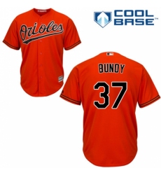 Youth Majestic Baltimore Orioles #37 Dylan Bundy Replica Orange Alternate Cool Base MLB Jersey