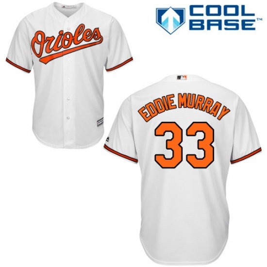 Men's Majestic Baltimore Orioles #33 Eddie Murray Replica White Home Cool Base MLB Jersey Men's Majestic Baltimore Orioles #33 Eddie Murray Replica White Home Cool Base MLB Jersey