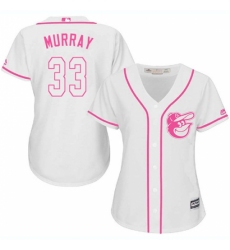 Women's Majestic Baltimore Orioles #33 Eddie Murray Replica White Fashion Cool Base MLB Jersey