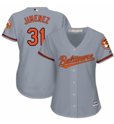 Women's Majestic Baltimore Orioles #31 Ubaldo Jimenez Replica Grey Road Cool Base MLB Jersey