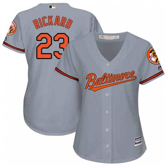 Women's Majestic Baltimore Orioles #23 Joey Rickard Replica Grey Road Cool Base MLB Jersey Women's Majestic Baltimore Orioles #23 Joey Rickard Replica Grey Road Cool Base MLB Jersey