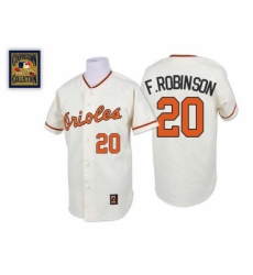 Men's Mitchell and Ness Baltimore Orioles #20 Frank Robinson Replica White Throwback MLB Jersey