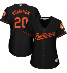 Women's Majestic Baltimore Orioles #20 Frank Robinson Replica Black Alternate Cool Base MLB Jersey