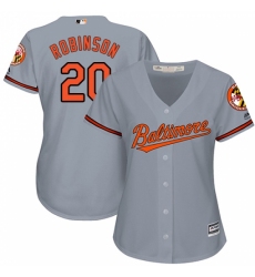 Women's Majestic Baltimore Orioles #20 Frank Robinson Replica Grey Road Cool Base MLB Jersey