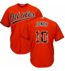 Men's Majestic Baltimore Orioles #10 Adam Jones Authentic Orange Team Logo Fashion Cool Base MLB Jersey