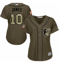 Women's Majestic Baltimore Orioles #10 Adam Jones Authentic Green Salute to Service MLB Jersey Women's Majestic Baltimore Orioles #10 Adam Jones Authentic Green Salute to Service MLB Jersey