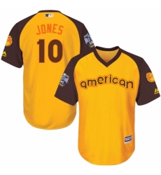 Youth Majestic Baltimore Orioles #10 Adam Jones Authentic Yellow 2016 All-Star American League BP Cool Base MLB Jersey