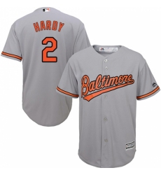 Men's Majestic Baltimore Orioles #2 J.J. Hardy Replica Grey Road Cool Base MLB Jersey