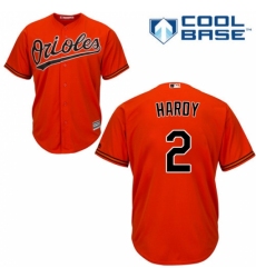 Men's Majestic Baltimore Orioles #2 J.J. Hardy Replica Orange Alternate Cool Base MLB Jersey