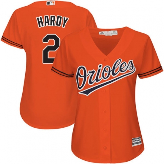 Women's Majestic Baltimore Orioles #2 J.J. Hardy Replica Orange Alternate Cool Base MLB Jersey Women's Majestic Baltimore Orioles #2 J.J. Hardy Replica Orange Alternate Cool Base MLB Jersey