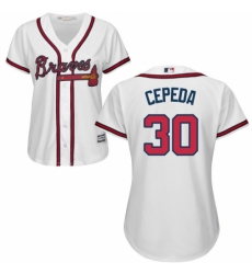 Women's Majestic Atlanta Braves #30 Orlando Cepeda Replica White Home Cool Base MLB Jersey