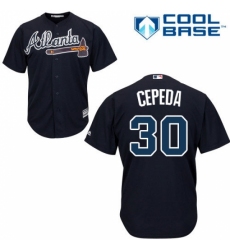 Youth Majestic Atlanta Braves #30 Orlando Cepeda Replica Blue Alternate Road Cool Base MLB Jersey