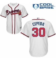 Youth Majestic Atlanta Braves #30 Orlando Cepeda Replica White Home Cool Base MLB Jersey