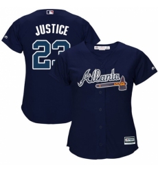 Women's Majestic Atlanta Braves #23 David Justice Replica Blue Alternate Road Cool Base MLB Jersey