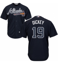 Men's Majestic Atlanta Braves #19 R.A. Dickey Replica Blue Alternate Road Cool Base MLB Jersey