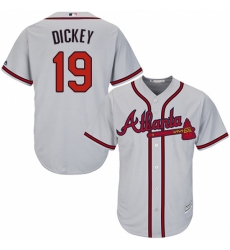 Youth Majestic Atlanta Braves #19 R.A. Dickey Replica Grey Road Cool Base MLB Jersey