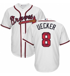 Men's Majestic Atlanta Braves #8 Bob Uecker Authentic White Team Logo Fashion Cool Base MLB Jersey