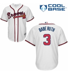 Men's Majestic Atlanta Braves #3 Babe Ruth White Home Cool Base MLB Jersey